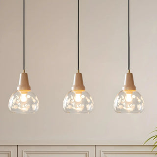 ZOWALA - Wood Color 2-Light Clear Glass Island Light Image - 4