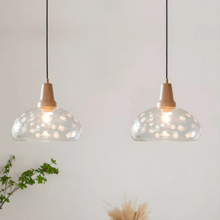 ZOWALA - Wood Color 2-Light Clear Glass Island Light Image - 7