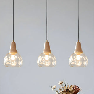 ZOWALA - Wood Color 2-Light Clear Glass Island Light Image - 8