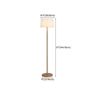 Natural Drum Wood-color Metal Column Floor Lamp #size