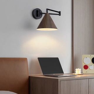 Adjustable Black Cone Metal Swing Arm Wall Sconce Zawala Image - 2