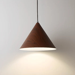 ZOWALA - Minimalist Cone Iron Dining Room Walnut Pendant Light Image - 10