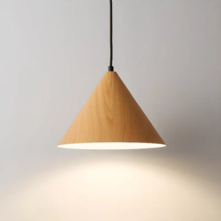 ZOWALA - Minimalist Cone Iron Dining Room Walnut Pendant Light Image - 12