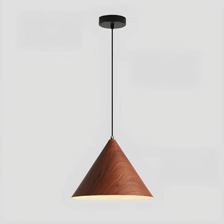 ZOWALA - Minimalist Cone Iron Dining Room Walnut Pendant Light Image - 14