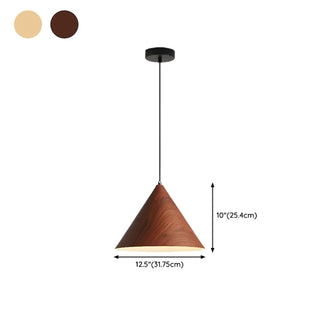 ZOWALA - Minimalist Cone Iron Dining Room Walnut Pendant Light Image - 19