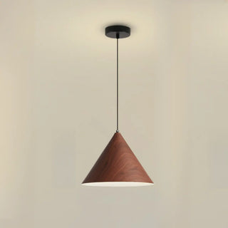 ZOWALA - Minimalist Cone Iron Dining Room Walnut Pendant Light Image - 6