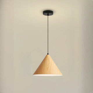 ZOWALA - Minimalist Cone Iron Dining Room Walnut Pendant Light Image - 7