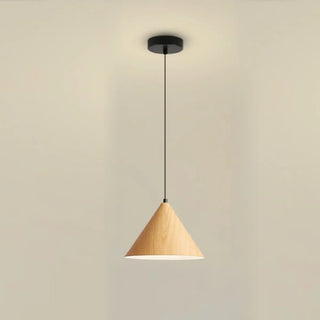 ZOWALA - Minimalist Cone Iron Dining Room Walnut Pendant Light Image - 8