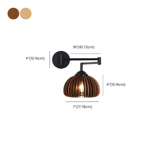 ZOWALA - Contemporary Swing Arm Dome Bedroom Wood Wall Sconce #size