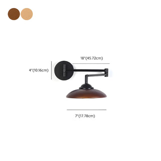 ZOWALA - Contemporary Swing Arm Dome Bedroom Wood Wall Sconce Image - 17