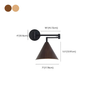 ZOWALA - Contemporary Swing Arm Dome Bedroom Wood Wall Sconce Image - 18