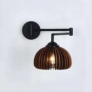 ZOWALA - Contemporary Swing Arm Dome Bedroom Wood Wall Sconce Image - 8