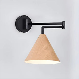 ZOWALA - Contemporary Swing Arm Dome Bedroom Wood Wall Sconce Image - 10