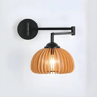 ZOWALA - Contemporary Swing Arm Dome Bedroom Wood Wall Sconce Image - 11