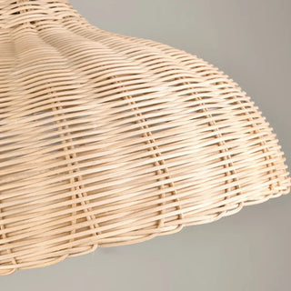 ZOWALA - Oriental Cone Rattan Restaurant Wood Color Pendant Light Image - 10