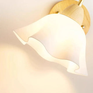 Bedside White Floral Wood LED Wall Sconce Light Zawala Image - 10