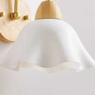 Bedside White Floral Wood LED Wall Sconce Light Zawala Image - 11