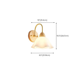 Bedside White Floral Wood LED Wall Sconce Light Zawala #size