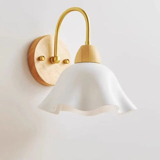 Bedside White Floral Wood LED Wall Sconce Light Zawala Image - 9