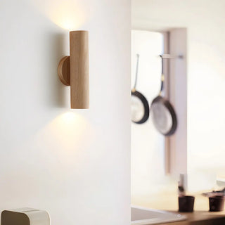 ZOWALA - Modern Wood Cylinder Wall Light Image - 3