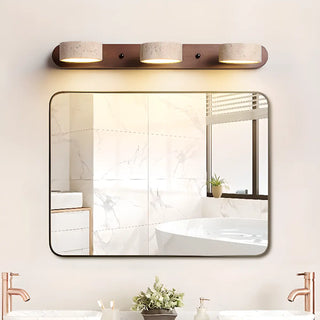 ZOWALA - Modern Wood and Stone Round 3 Light Vanity Light Image - 1
