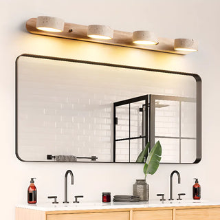 ZOWALA - Modern Wood and Stone Round 3 Light Vanity Light Image - 2