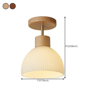 ZOWALA - Hallway Bowl Wood Semi-Flush Mount Ceiling Light #size