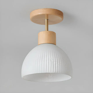 ZOWALA - Hallway Bowl Wood Semi-Flush Mount Ceiling Light Image - 6
