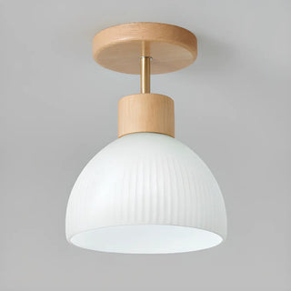 ZOWALA - Hallway Bowl Wood Semi-Flush Mount Ceiling Light Image - 7