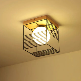 Natural Clear Cube Glass Globe Flush Mount Ceiling Lamp Zawala Image - 2