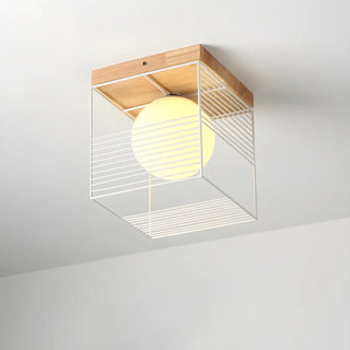 Natural Clear Cube Glass Globe Flush Mount Ceiling Lamp Zawala Image - 8