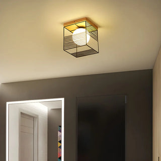 Natural Clear Cube Glass Globe Flush Mount Ceiling Lamp Zawala Image - 9