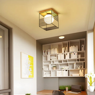 Natural Clear Cube Glass Globe Flush Mount Ceiling Lamp Zawala Image - 11