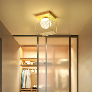 Natural Clear Cube Glass Globe Flush Mount Ceiling Lamp Zawala Image - 13