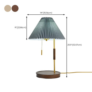 Vintage Wooden Base Table Lamp with Pull Chain Switch Zawala #size