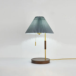 Vintage Wooden Base Table Lamp with Pull Chain Switch Zawala Image - 6