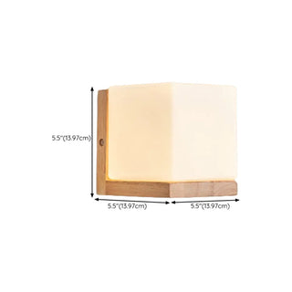 Frosted Glass Rectangular Bedside Wood Wall Sconce Zawala Image - 14