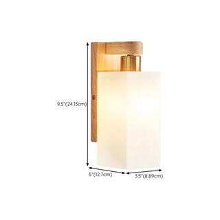 Frosted Glass Rectangular Bedside Wood Wall Sconce Zawala Image - 15