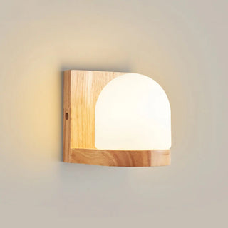 Frosted Glass Rectangular Bedside Wood Wall Sconce Zawala Image - 7