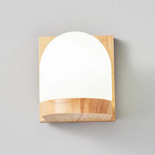 Frosted Glass Rectangular Bedside Wood Wall Sconce Zawala Image - 9
