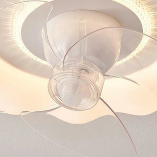 ZOWALA - Wooden Brown White Round Ceiling Fan With Light Image - 10