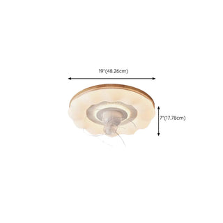 ZOWALA - Wooden Brown White Round Ceiling Fan With Light #size
