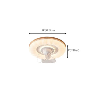 ZOWALA - Wooden Brown White Round Ceiling Fan With Light Image - 14