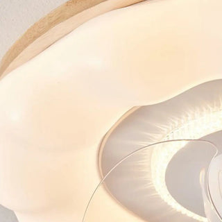 ZOWALA - Wooden Brown White Round Ceiling Fan With Light Image - 9