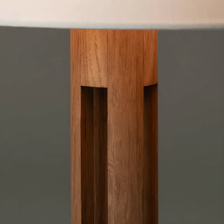 Minimalist Fabric Cylinder Shade Wooden Floor Lamp Zawala Image - 6