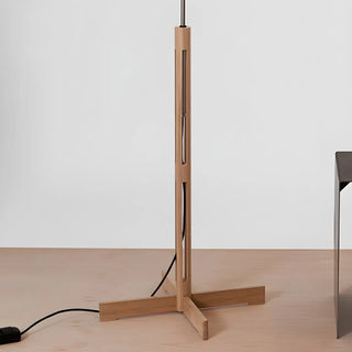 Minimalist Fabric Cylinder Shade Wooden Floor Lamp Zawala Image - 7