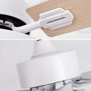 ZOWALA - Wooden White Round 5-Blade Ceiling Fan with Light Image - 16
