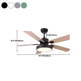 ZOWALA - Wooden White Round 5-Blade Ceiling Fan with Light #size