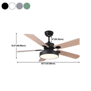 ZOWALA - Wooden White Round 5-Blade Ceiling Fan with Light Image - 18