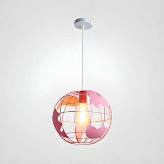 Yellow Dining Room World Map Globe Cage Metal Pendant Light Zawala Image - 10